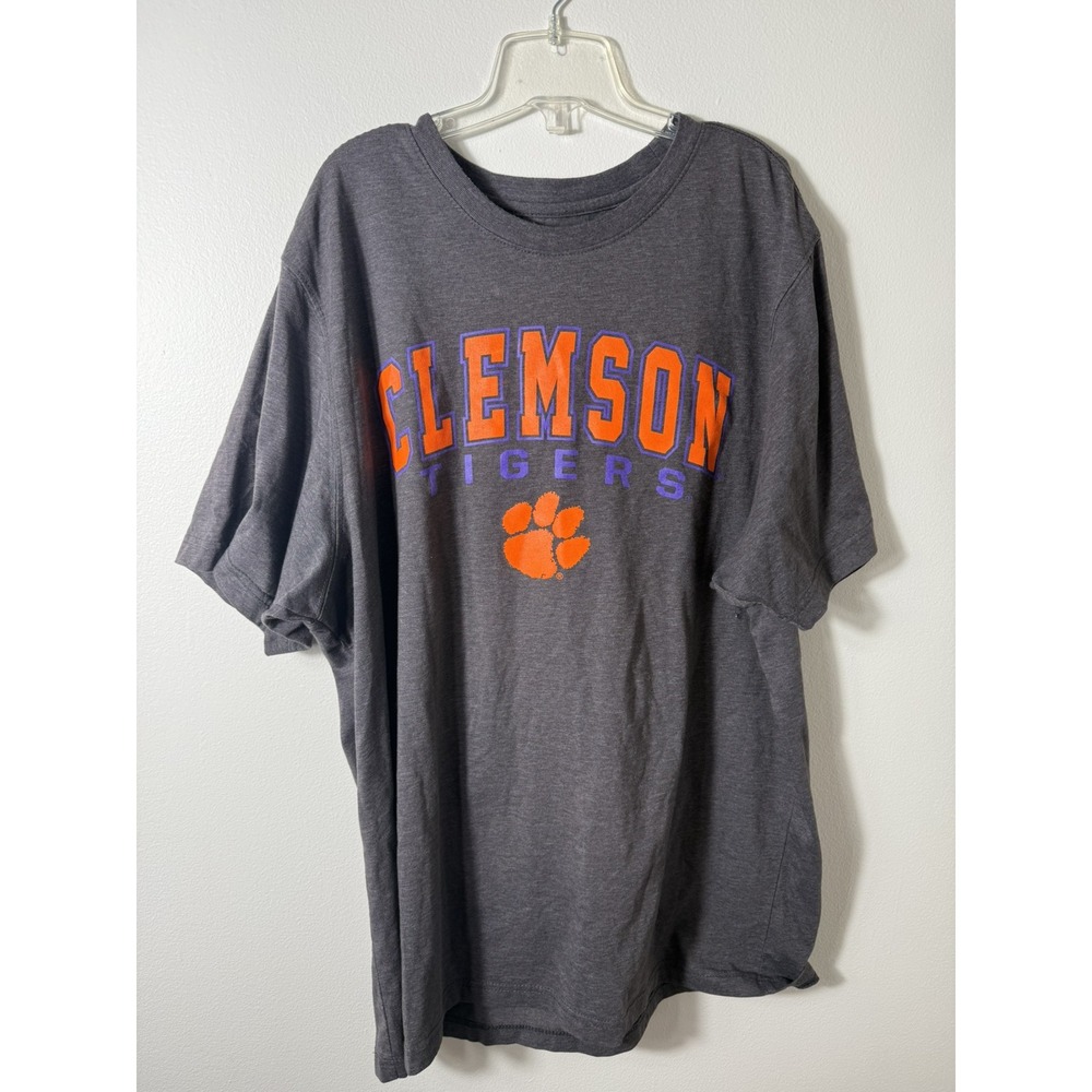 Clemson Tigers XL Short Sleeve T Shirt Grey With Purple Tiger Paw Colosseum - Picture 1 of 3